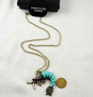 N115 FREEDOM at TOPSHOP Bubba Gump ~BLUE~ Shrimp Prawn Scampi Necklace 