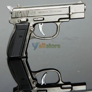 Stylish Pistol Gun Shape Refillable Butane Cigarette Lighter Black