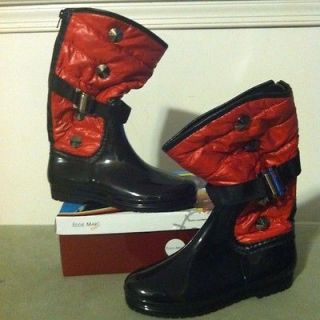 EDDIE MARC KIDS Black/Red Fashion Rain/Winter Boots Girls SZ 1 See 