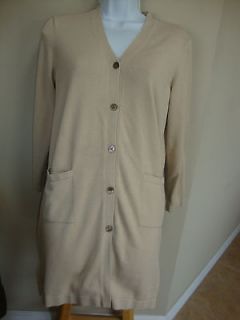 BROOKS BROTHERS BUTTON FRONT SILK COTTON LONG CARDIGAN WOMENS S