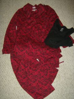 Cabernet Red Black Lounge 3Piece Classic Pajamas NWT M