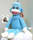   MONKEY, 2012 TY Beanie BLUE plush sock medium (Buddy size) monkey doll