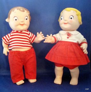 Dolls Vintage Campbells Soup Kids Boy and Girl Red and White Outfit 