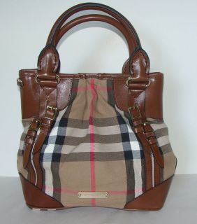 Burberry House Check Small Whipstitch Bridle Tote Handbag   Shoulder 