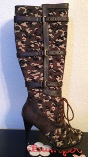 Sexy Camouflage/ Camo/ Military/Biker​/ Knee High/ Boot/ Stiletto 