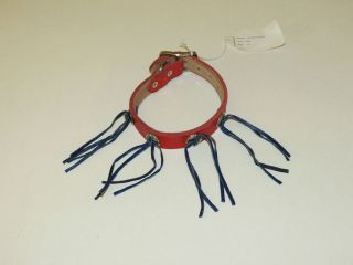 Mustang Red & Blue Tassel Concho Canine Dog Collar 12