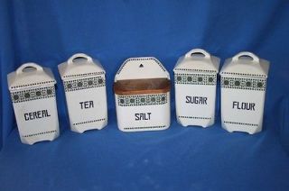   German made Ceramic Kitchen Canister Set  Salt box & 4 canisters