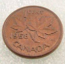 1958 Canada Canadian PENNY 1 one CENT small cent COIN