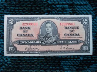 1937 Canada $2 W/B 2939869 paper money note Catalog $100 120