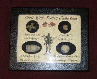 Original Civil War Artifacts in Matted Display Case (4 Piece)