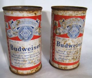 Budweiser Anhuser Busch Beer Can Flat top Vintage Antique Beer Can Tin
