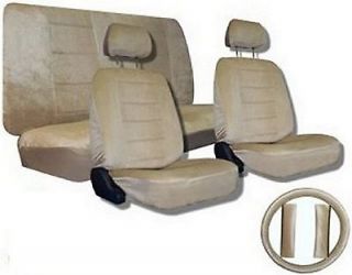 Tan Beige Quilted Velour Encore Car Truck Seat Covers & Accessories #1