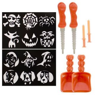   Pumpkin Jack O Lantern Carving Stencil Kits 12 Patterns + 2 Tool Sets