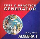 McDougal Littell Algebra 1 Test & Practice Generator PC MAC CD create 