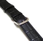   Leather Men Watch Band Strap CROCO Black Fits CARTIER Watch w 2 Bars