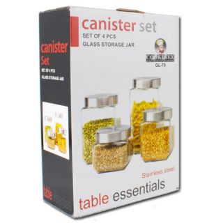 Pcs Canister Set Stainless Steel (Glass Storage Jar) Table 