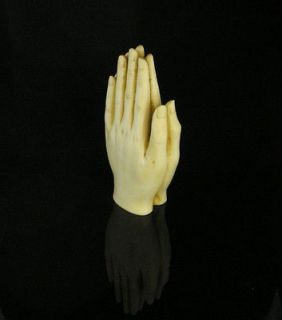 BEAUTIFUL Faux Ivory PRAYING HANDS Statue RELIGIOUS GIFT Standing 