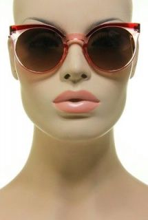  Sunglasses Retro Classic Round Cool Cat Eyes Red And Pink Frame