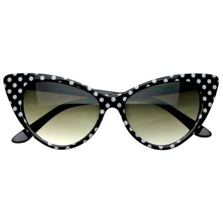 Polka Dot Retro Womens Pointed Cat Eye Sunglasses 4462