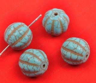 10X Turquoise carved pumpkin shaped loose spacer beads 12MM AB64
