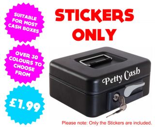 2x Personalised Custom Name Petty Cash Box Stickers Graphics Decals