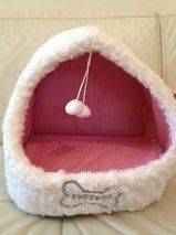 Luxury Cream Fur Dog Cat Dome Bed SMALL Kitten Puppy Chihuahua 16 x 