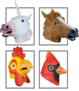 Unicorn, Horse or Chicken Head Mask Rubber Halloween Costume by 