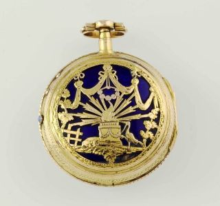   Jerome Gudin enameled 22k gold Verge Fusee France 1770 Pocket watch