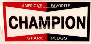 CHAMPION Spark Plug Vinyl Decal Sticker Ford GM Mopar