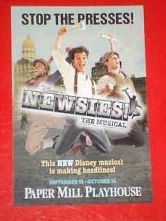 Disneys NEWSIES, RARE 2011 Pre Broadway World Premiere Musical Flyer