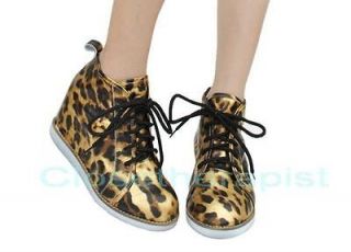   Campbell Funky Animal Print Aversa Wedge Sneaker 7 Bronze Leopard NIB
