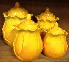 Pieces Canisters, Ruffle Yello Flower, 86601 by ACK