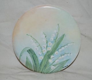 WHEELING CERAMIC TILE TRIVET HAND PAINTED LILY OF THE VALLEY CAMPBELL 
