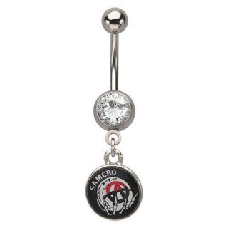 Sons Of Anarchy SOA Reaper Samcro Biker Belly Ring With Charm