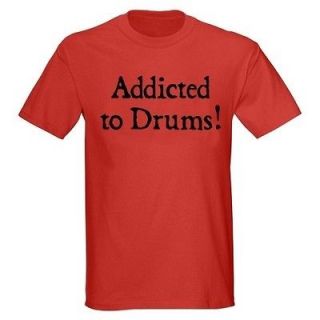 ADDICTED TO DRUMS FUNNY DRUMMER MUSIC ROCK RETRO DRUMLINE BAND TEACHER 