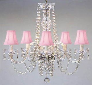   ALL CRYSTAL CHANDELIER LIGHTING CHANDELIERS WITH PINK SHADES