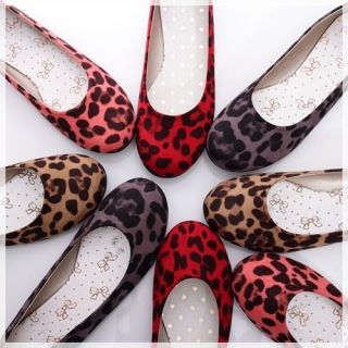   Ballet FLATS BALLERINAS Casual Work Shoes Classic Leopard Prints