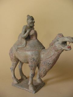   Chinese pottery CAMEL and Rider statue figure burial tomb ceramic