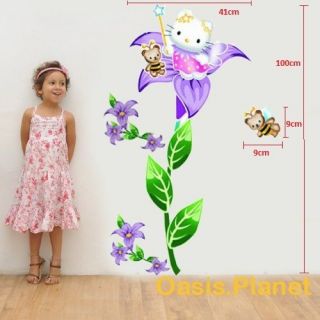 Hello Kitty Flower Wall Stickers Mural art Decal Self Adhesive 