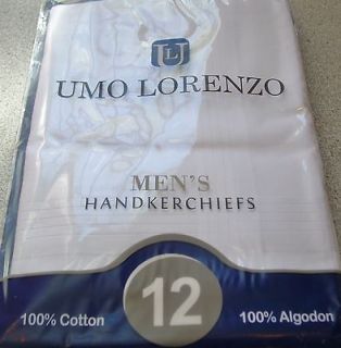 NIP / 12 pc/ white 100% cotton/ONE DOZEN QUALITY handkerchiefs EXTRA 