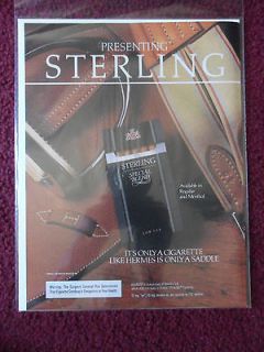   Ad Sterling Cigarettes ~ Like a HERMES is only a Western Horse Saddle