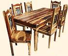   Hardwood Transitional DINING TABLE 6 Chairs Set Wrought Iron Furniture
