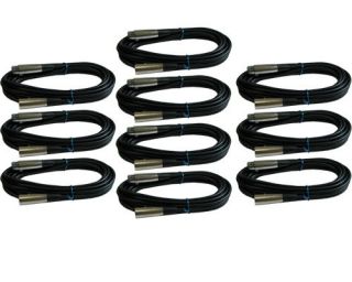10 Pack Lot 3 Pin XLR Extension Microphone Mic Cable Male Female M/F 