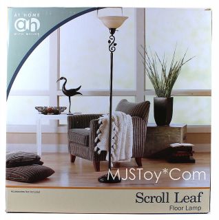 NEW AT HOME Bronze Scroll Leaf Champaign Glass Floor Lamp 70 Tall 3 