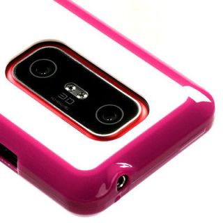   White TPU Gel Gummy Hard Rubber Skin Phone Case Cover for HTC EVO 3D