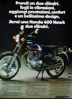 1978 Honda 400 Hawk Motorcycle Original Rare Italian Color Ad