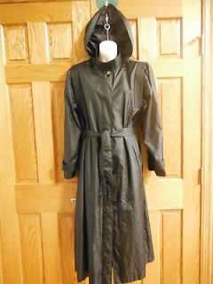 Vintage 80s Gantos Nylon Rubber Raincoat Trench Slicker Womens Size 