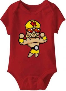 Hulk Hogan Cartoon Pose Red Baby Toddler Romper Onesie New