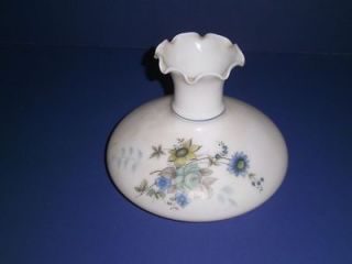 Pretty blue floral/ roses Hurricane Lamp Light Glass Shade Gone with 