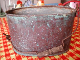 COPPER WITH ZINC LINING OVAL HAND MADE BUCKET WOOD & IRON BAIL 1912